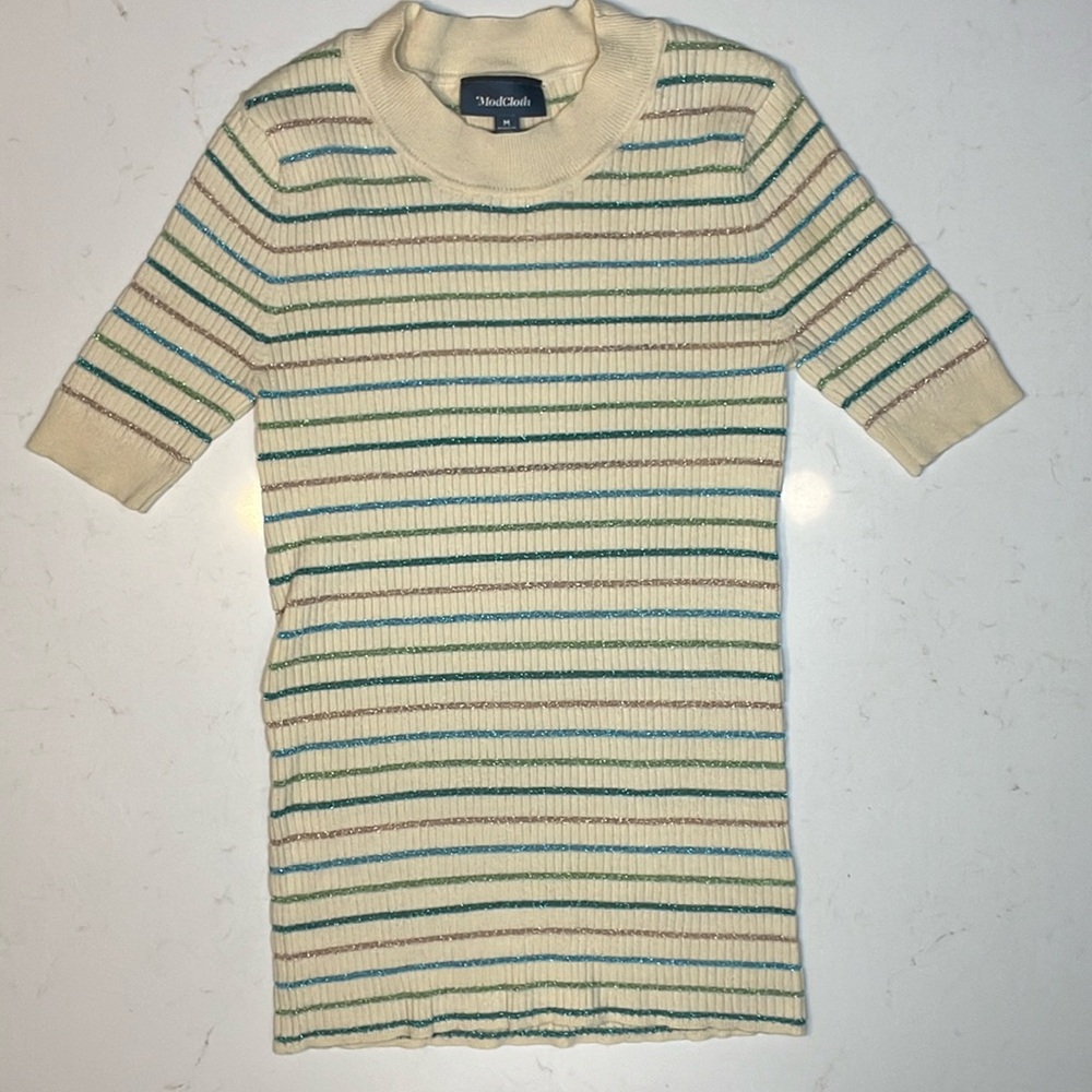 ModCloth cream striped sweater shirt